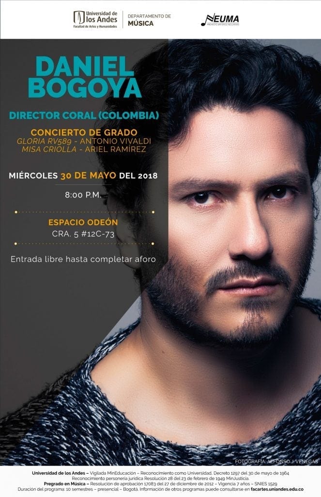 Concierto de grado: Daniel Bogoya, director coral (Colombia)