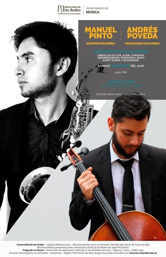Concierto de mitad de carrera: Manuel Pinto, saxofón y Andrés Poveda, violonchelo
