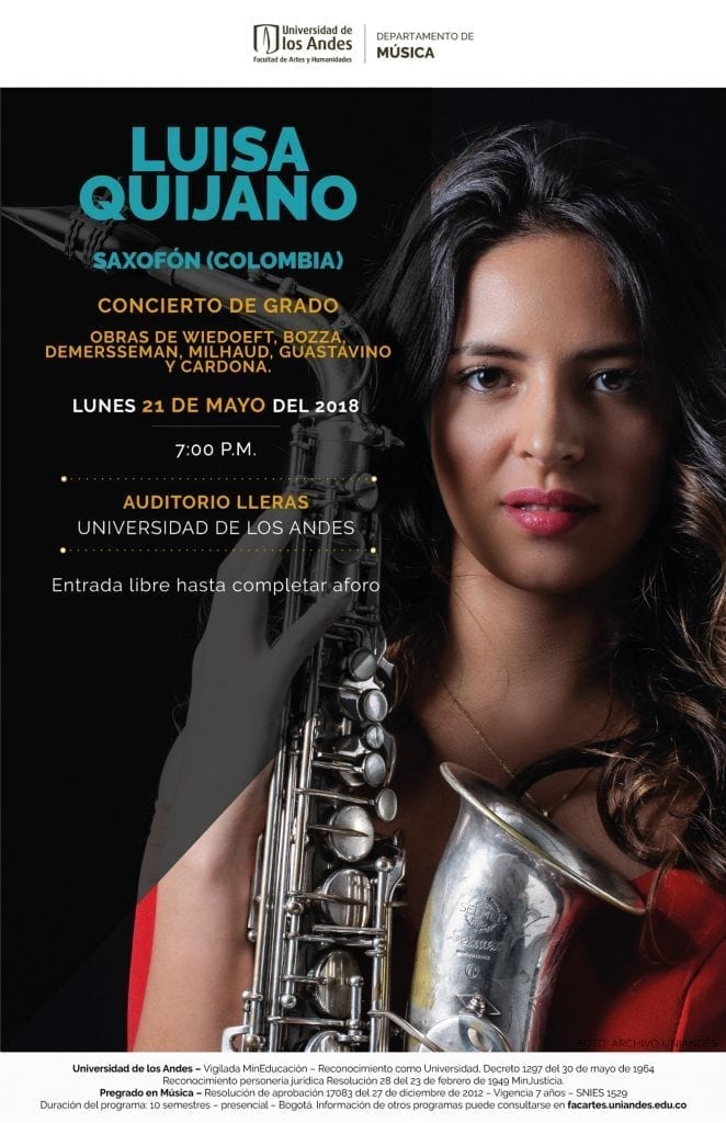 Recital de grado: Luis Fernanda Quijano, saxofón