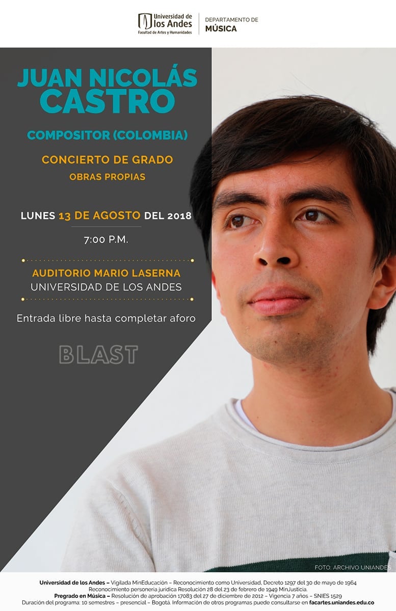 Concierto de grado: Juan Nicolás Castro, composición (Colombia)