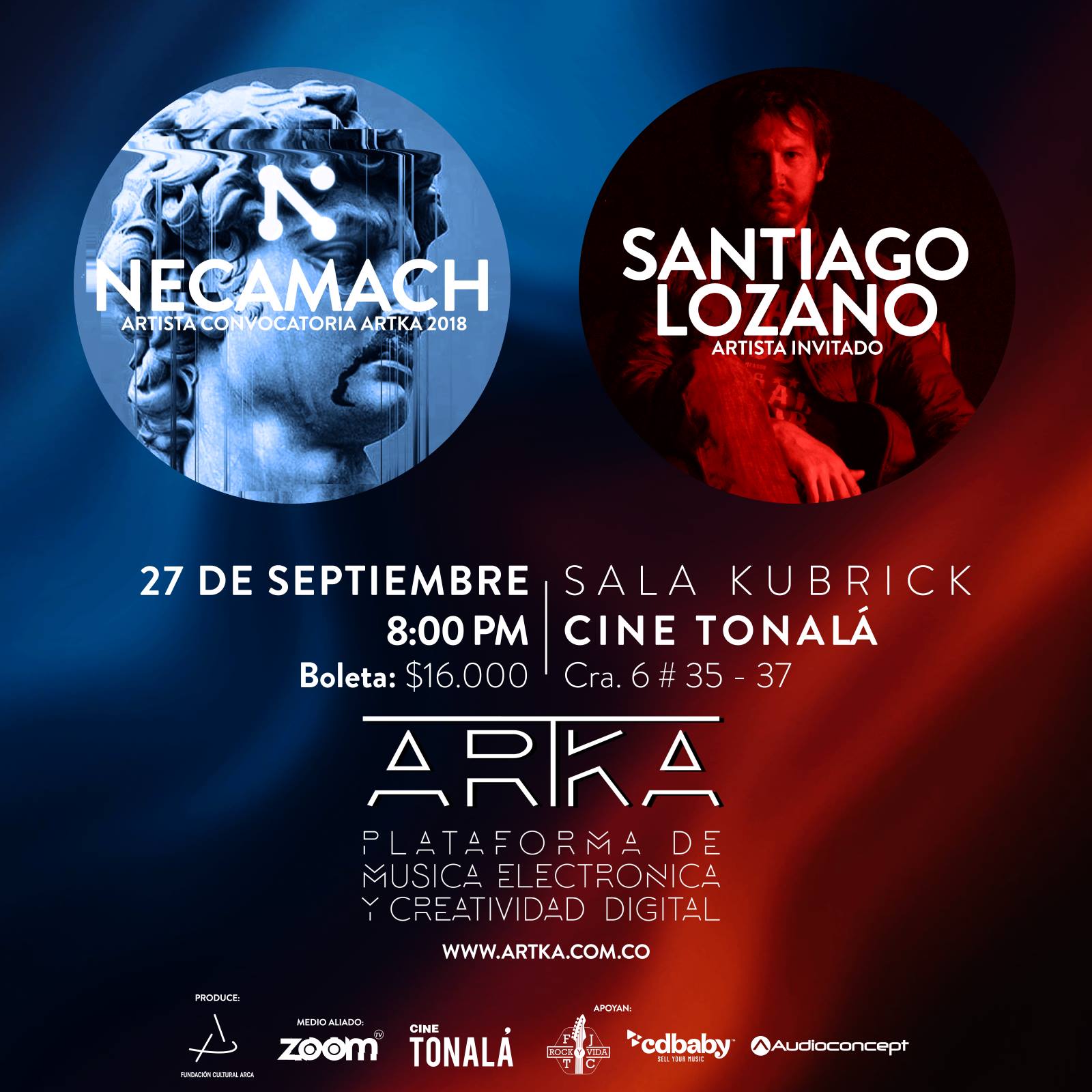 Artista invitado, convocatoria ARTKA: Santiago Lozano, maestro en composición y música para cine y músicas latinoamericanas contemporáneas. En Cine Tonala.