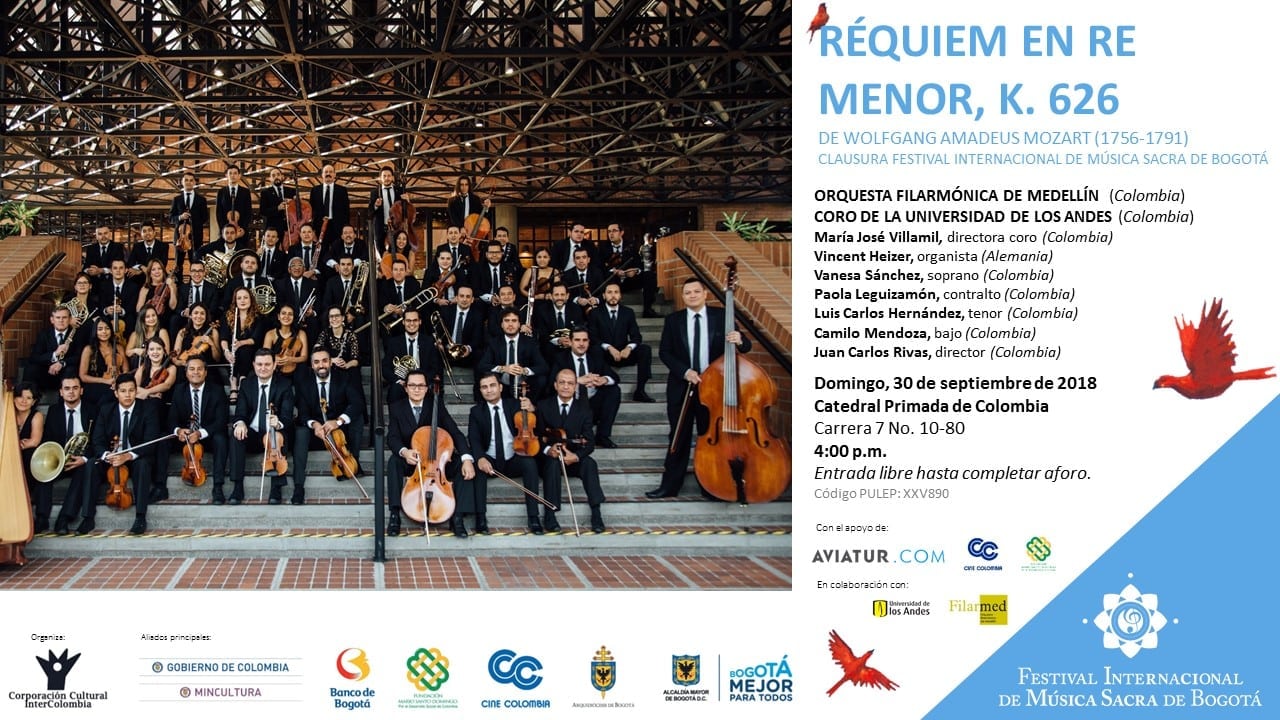 El domingo 30 de septiembre el Coro Uniandes interpretará el Réquiem de Mozart en la Catedral Primada.