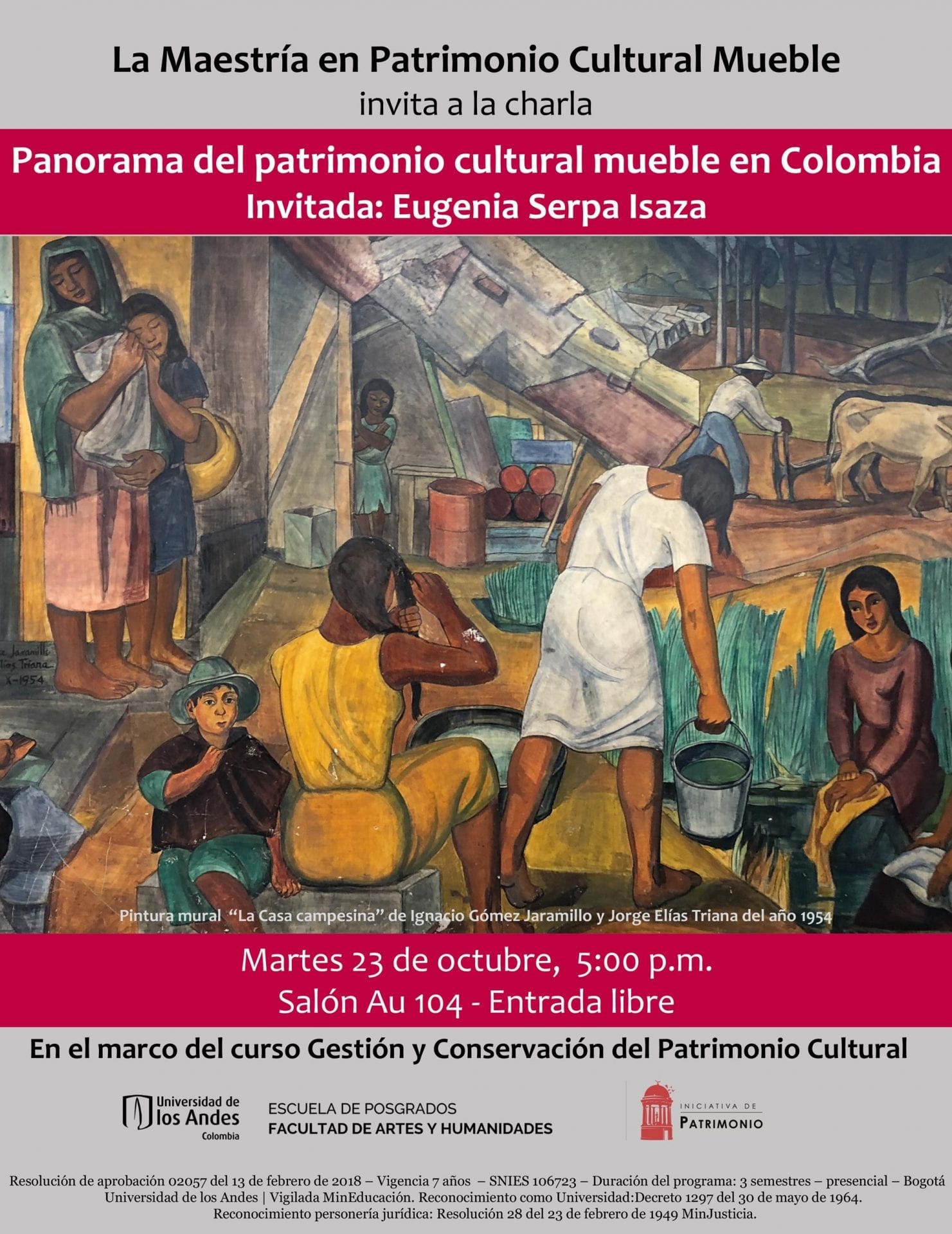 La Maestría en Patrimonio Cultural Mueble invita a la charla Panorama del patrimonio cultural mueble en Colombia.