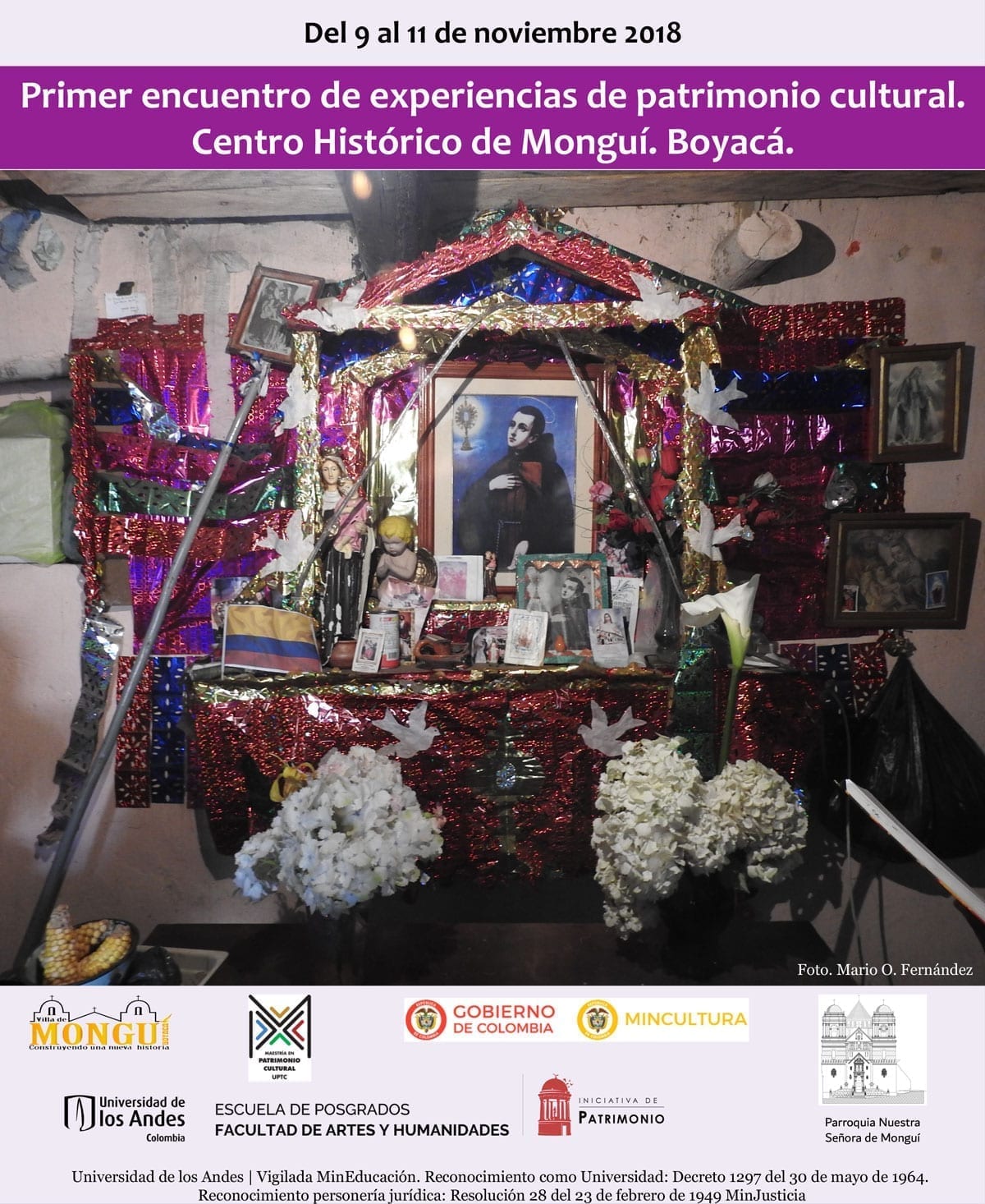 Del 9 al 11 de noviembre del 2018 se desarrollará el Primer encuentro de experiencias de patrimonio cultural en el centro histórico de Monguí.