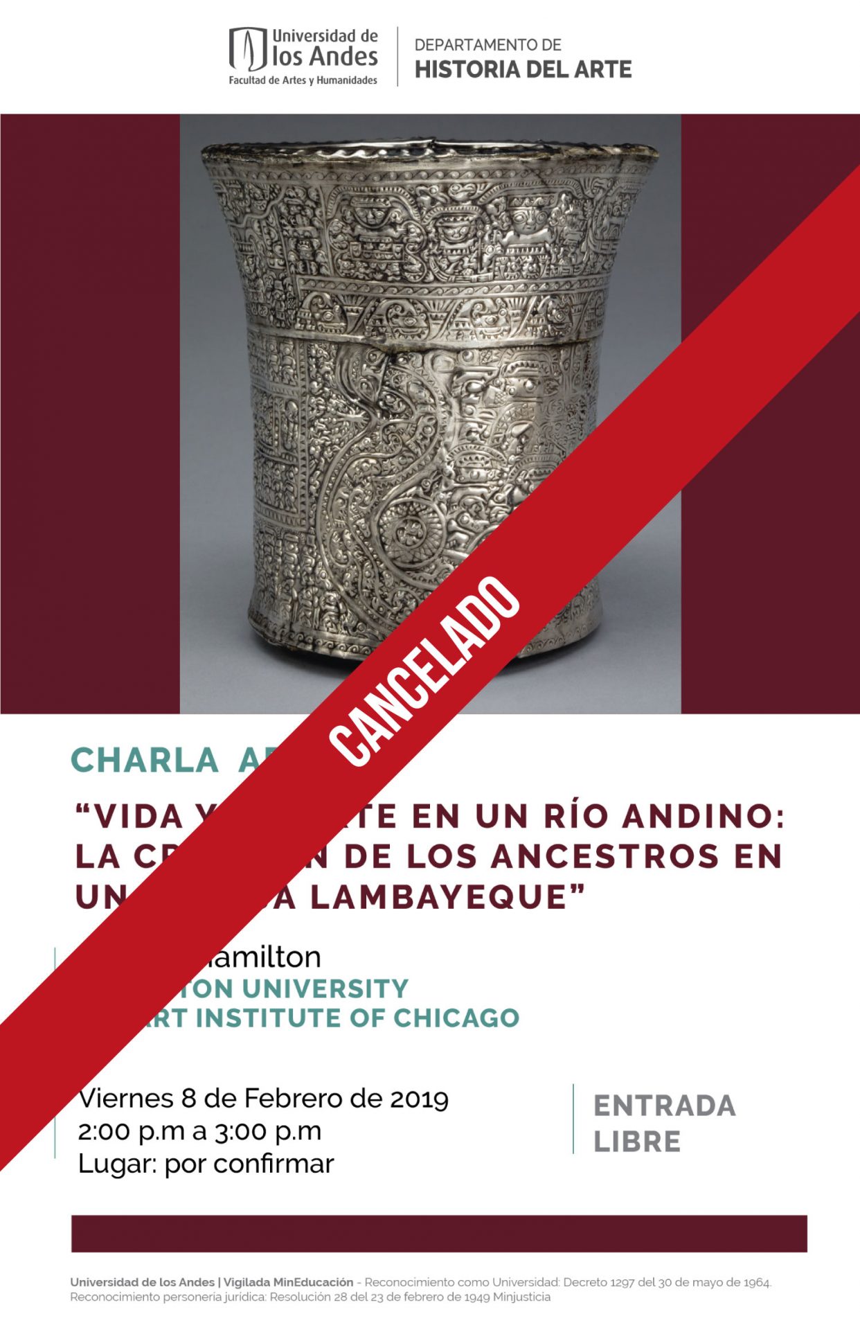 Asista a la charla: Vida y muerte de un río andino: la creación de los ancestros en una vasija lambayeque. Viernes 8 de febrero, 2:00 p.m. en Uniandes.