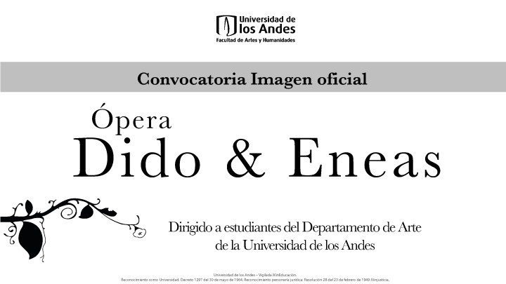Convocatoria: Imagen oficial del montaje de la ópera Dido y Eneas en Uniandes
