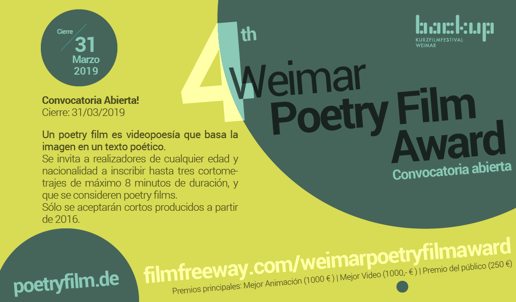 Convocatoria del 4to Weimar Poetry Film Award