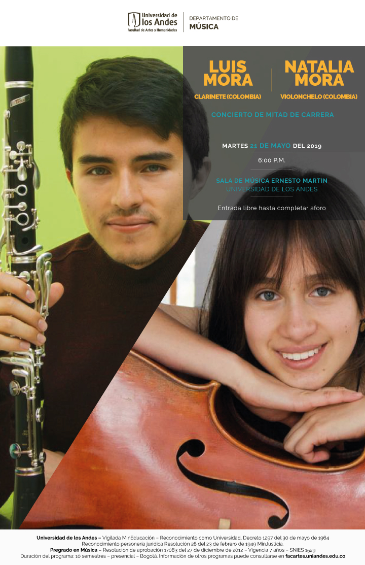 Concierto de mitad de carrera: Luis Mora (clarinete) y Natalia Mora (violonchelo)