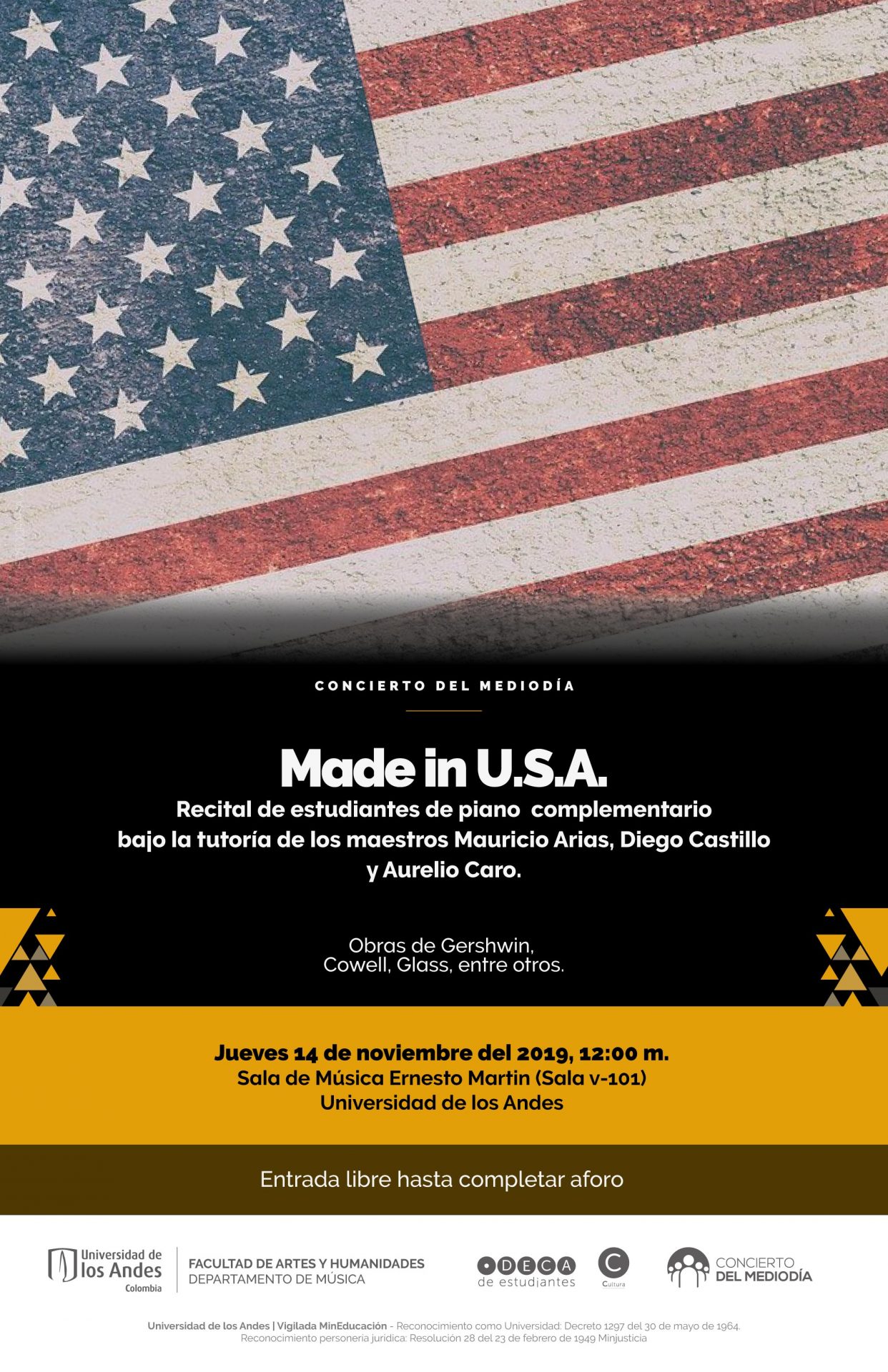 Concierto del Mediodía: Made in U.S.A. - Recital de estudiantes de piano complementario