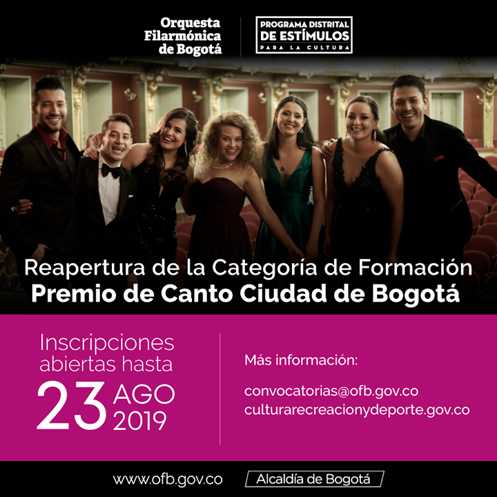 Reapertura de la categoría de Formación en el Premio de Canto Ciudad de Bogotá