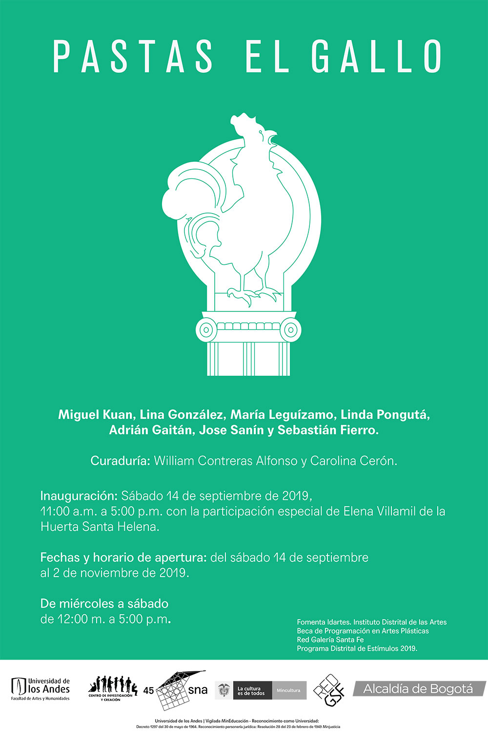 Exposición Pastas el gallo - curaduría por Carolina Cerón y William Contreras Alfonso