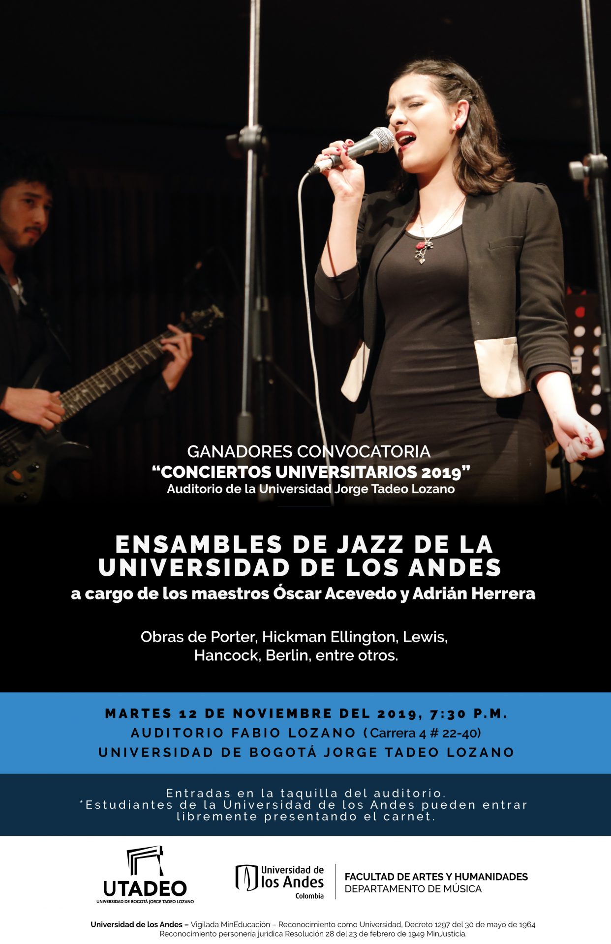 Concierto de los Ensambles de Jazz de la Universidad de los Andes, ganadores de la convocatoria 