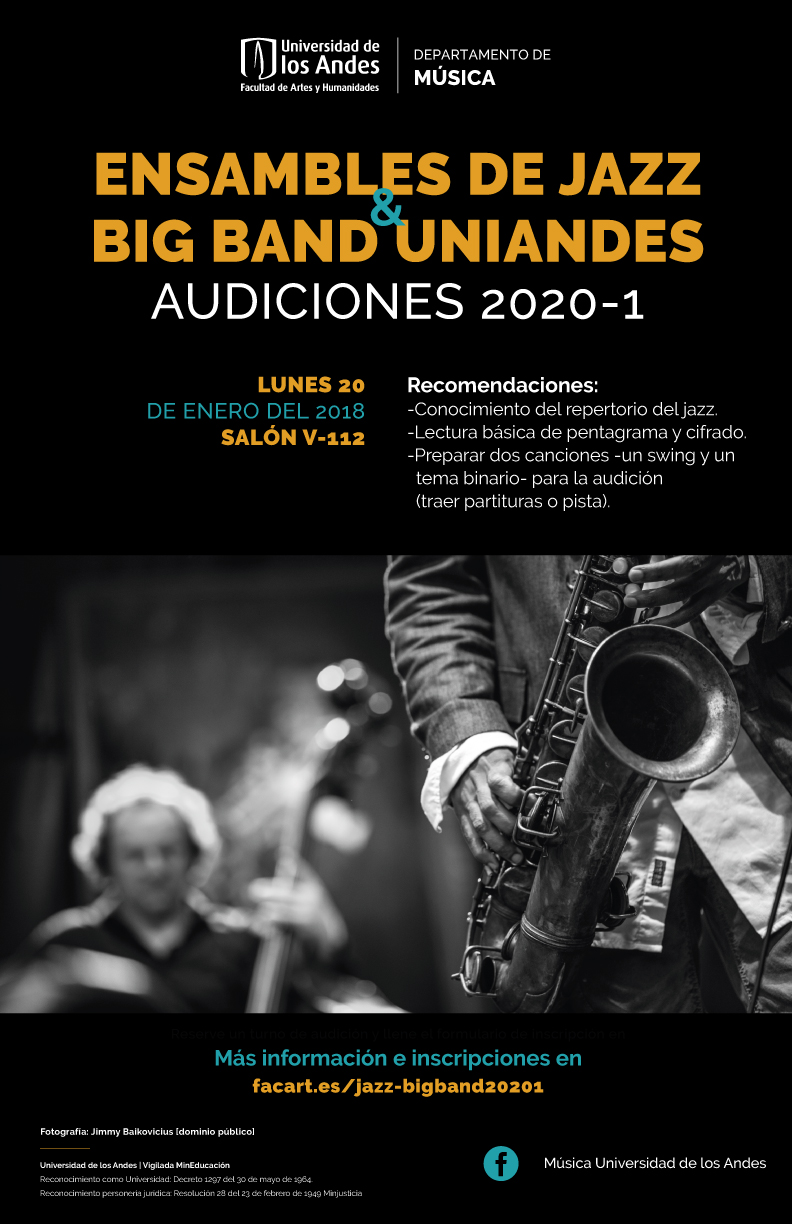 Audiciones 2020-1: Ensamble de Jazz y Big Band Uniandes