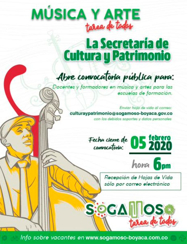 Convocatoria para docentes y formadores en música y artes | Alcaldía de Sogamoso