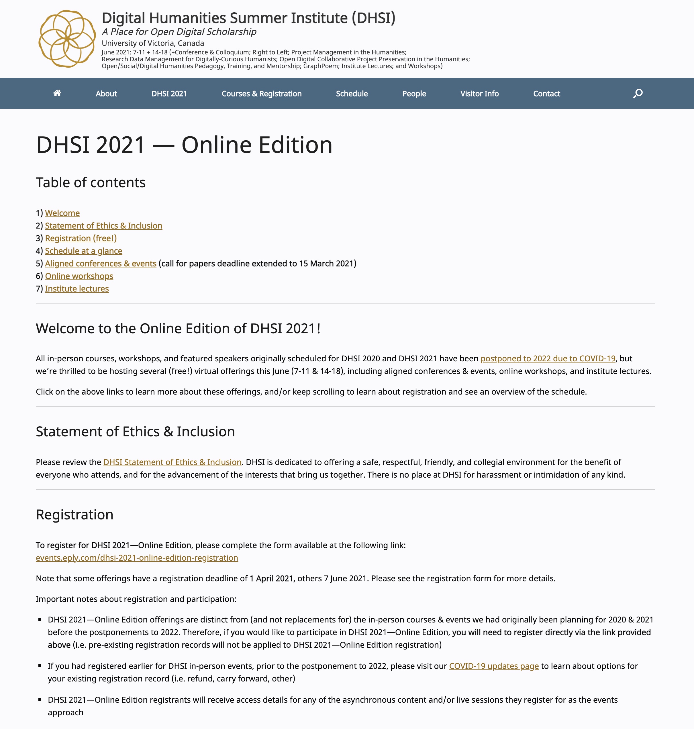 Digital Humanities Summer Institute (DHSI) A Place for Open Digital Scholarship