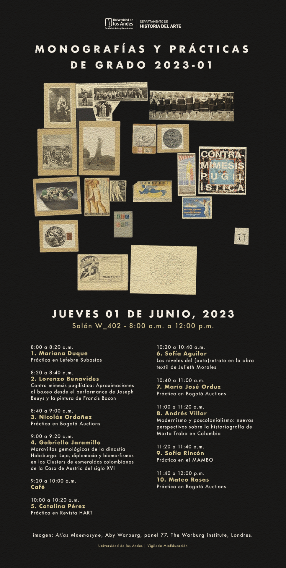 Presentación de las monografías y las prácticas de grado 20231 de Historia del Arte