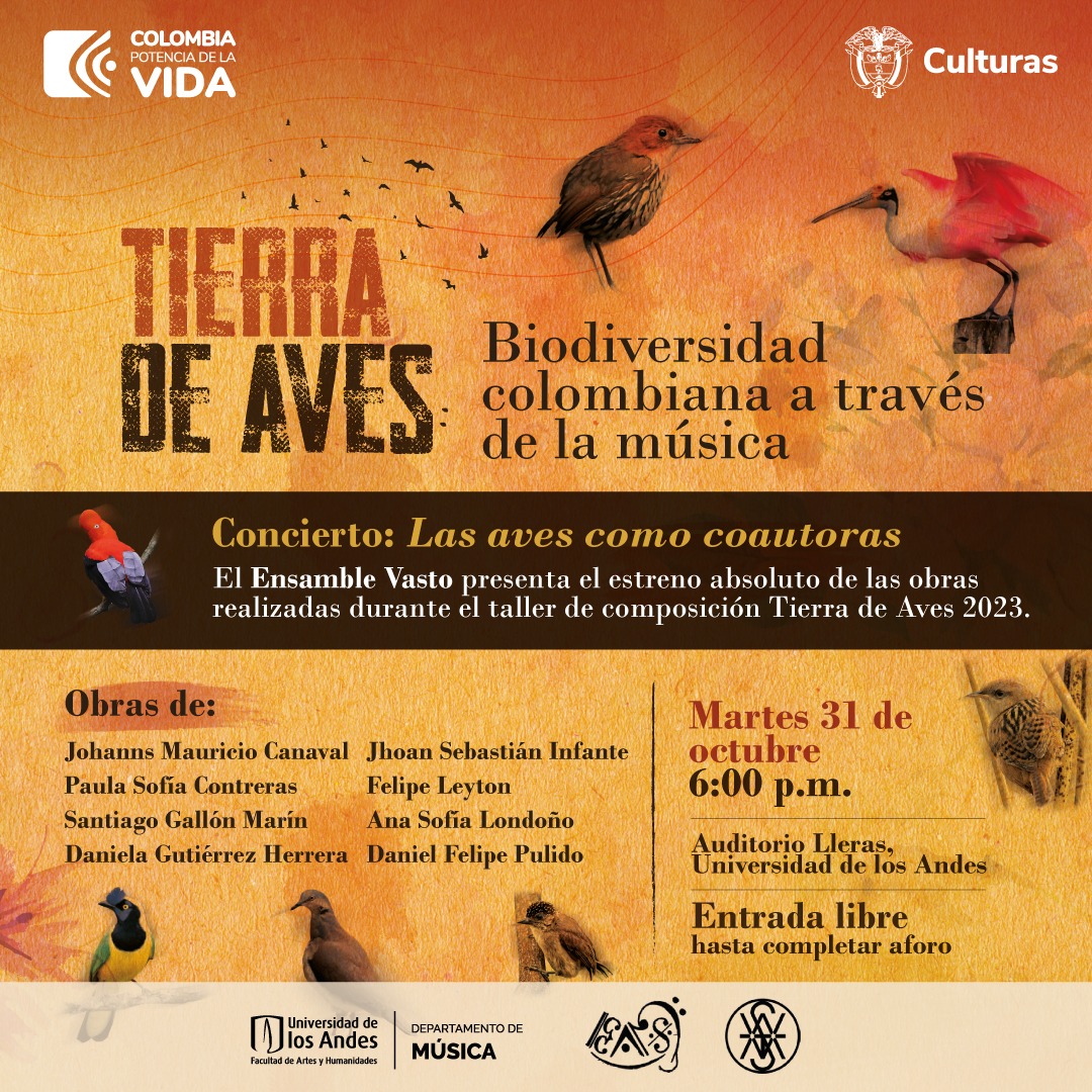 Martes 31 de octubre de 2023 a las 6:00 p.m. en el Auditorio Lleras, Universidad de los Andes
