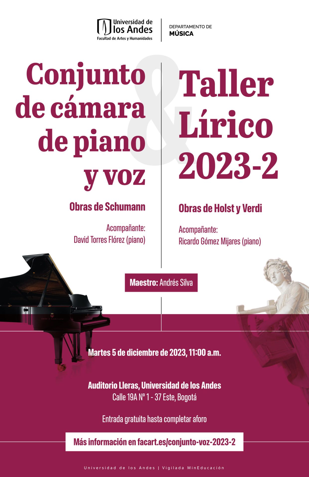 Martes 5 de diciembre de 2023 a las 11:00 a.m. en el Auditorio Lleras, Universidad de los Andes