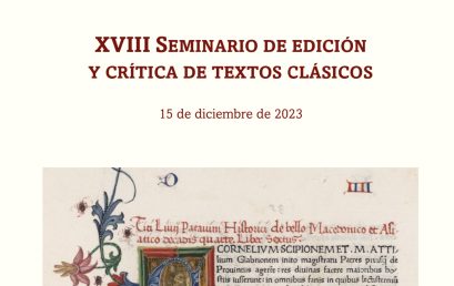 XVIII Seminario de edición y crítica de textos clásicos