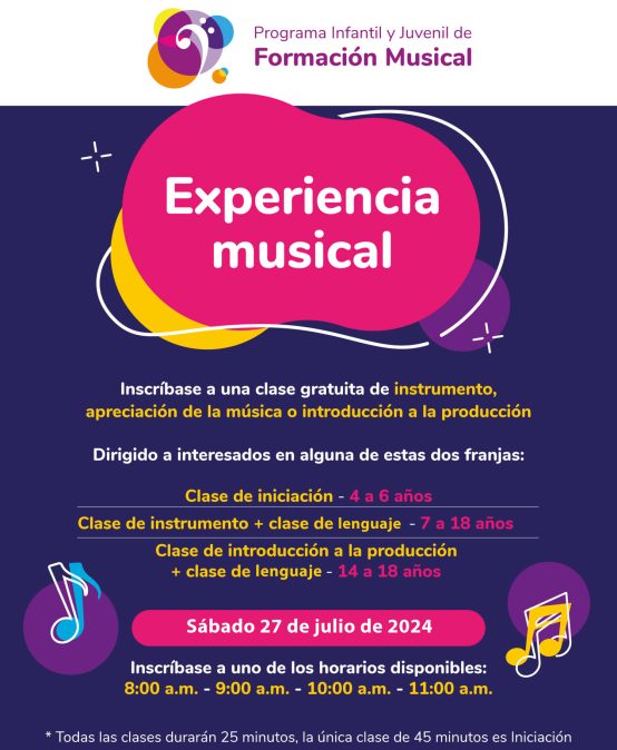 Experiencia musical del Programa Infantil y Juvenil de Formación Musical en 2024-2