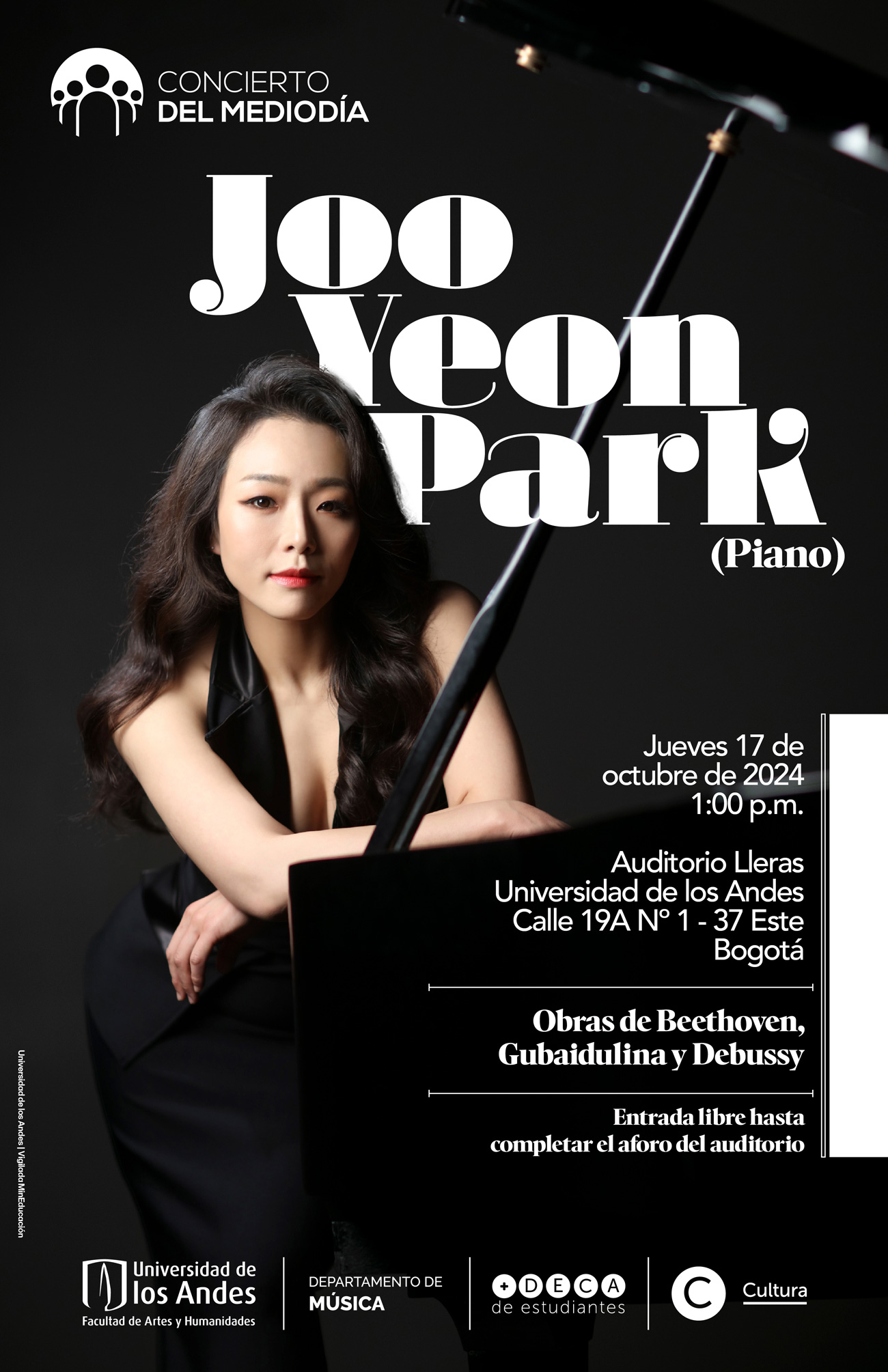 Concierto del mediodía: Joo Yeon Park (piano), jueves 17 de octubre a la 1:00 p.m. en el Auditorio Lleras