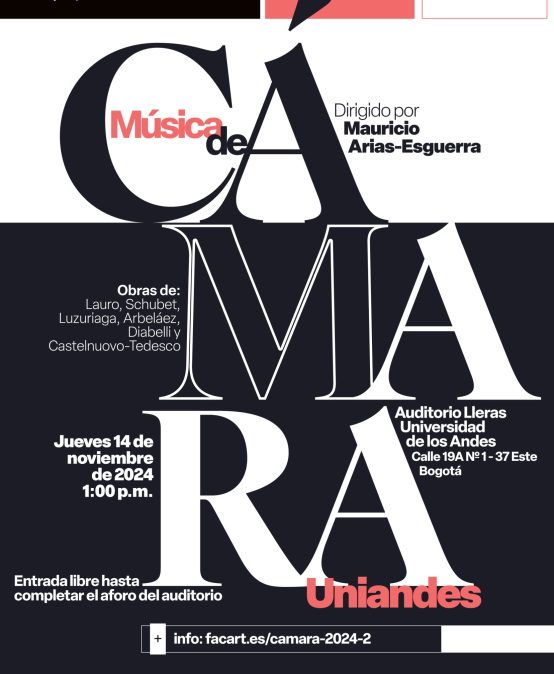 Concierto del mediodía: Música de cámara Uniandes, jueves 14 de noviembre a la 1:00 p.m. en el Auditorio Lleras, Universidad de los Andes