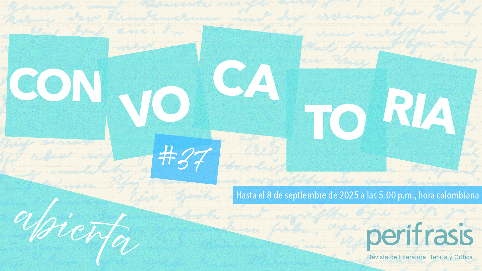 Convocatoria XXXVII para publicar en Perífrasis. Revista de Literatura, Teoría y Crítica