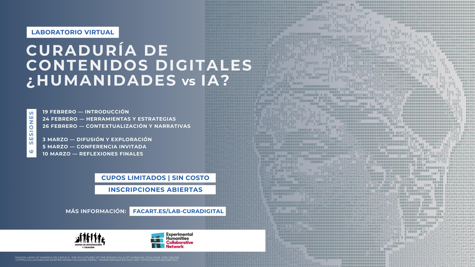 Convocatoria para el «Laboratorio: curaduría de contenidos digitales ¿humanidades vs IA?»