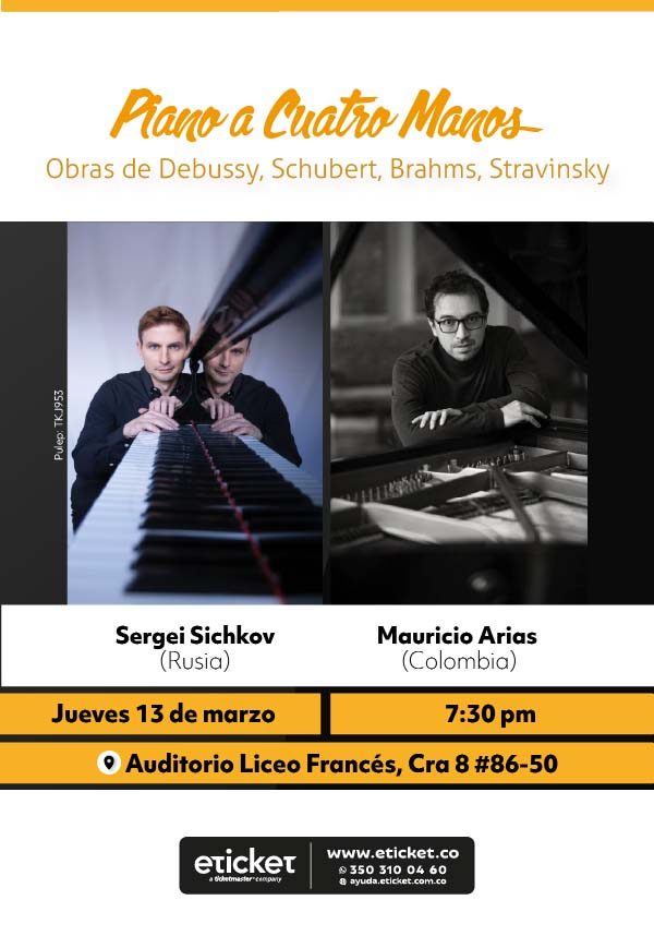 Le jeudis du Pasteur: ¡Piano a 4 manos! Sergei Sichkov & Mauricio Arias-Esguerra, próximo jueves 13 de marzo de 2025 a las 7:30 p.m.