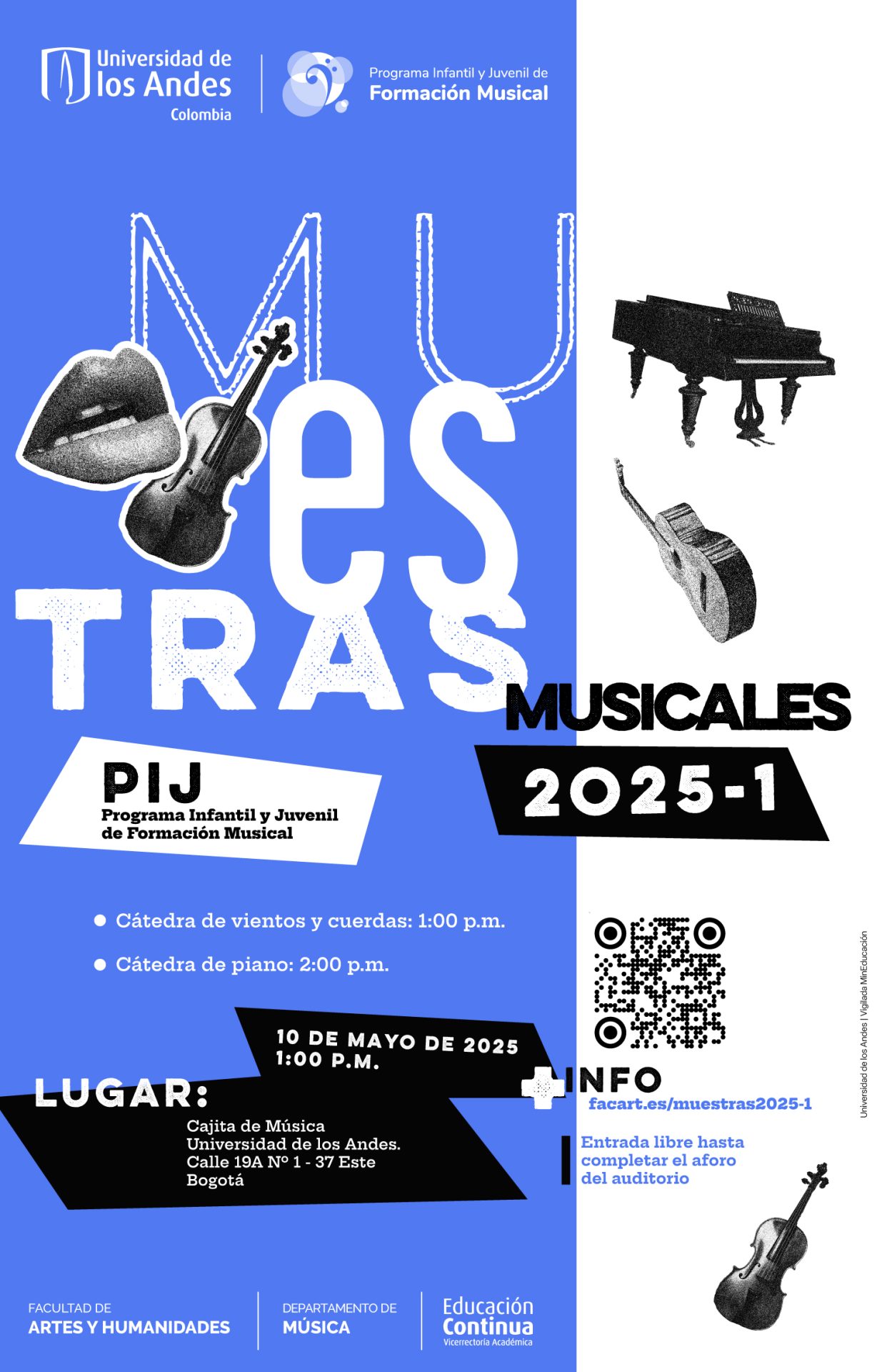 Sábado 10 de mayo de 2025 a la 1:00 p.m. en la Cajita de música, Bloque P1, Universidad de los Andes