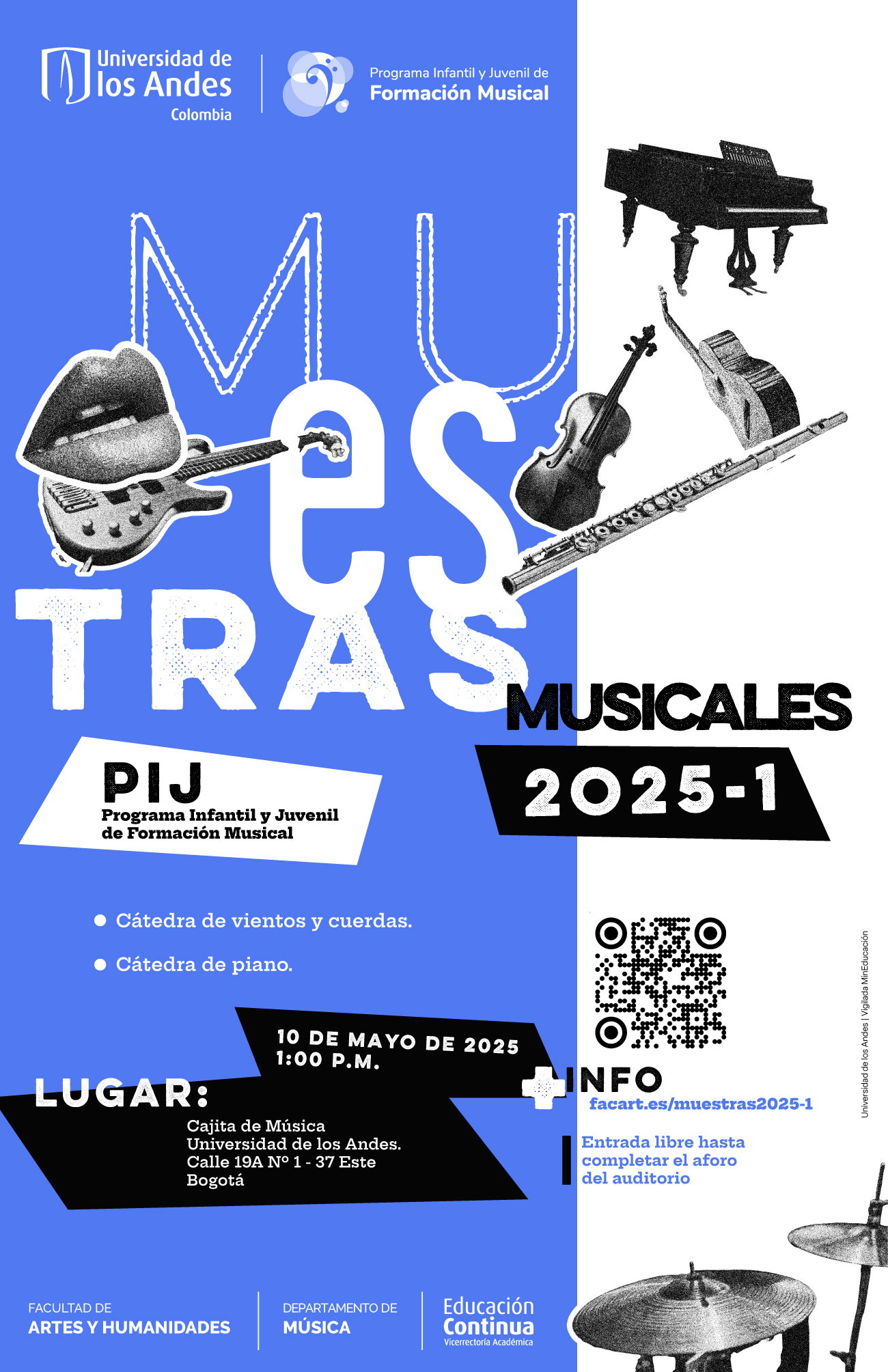 Muestras musicales del PIJ: cátedra de piano, viento y cuerdas, sábado 10 de mayo de 2025 a la 1:00 p.m. - Música Uniandes