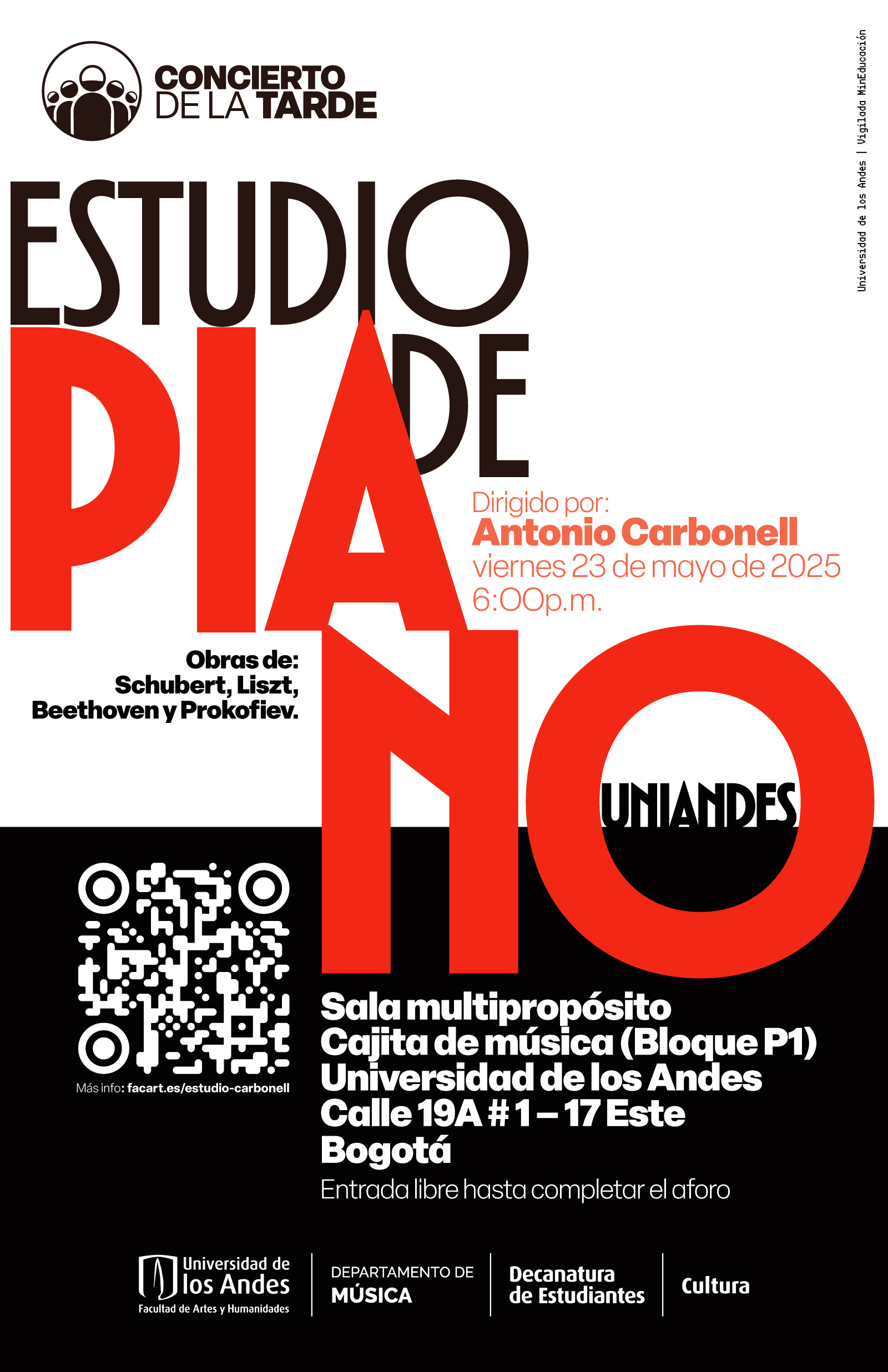 Jueves 15 de mayo de 2025 a las 6:00 p.m. en la Cajita de música, Universidad de los Andes