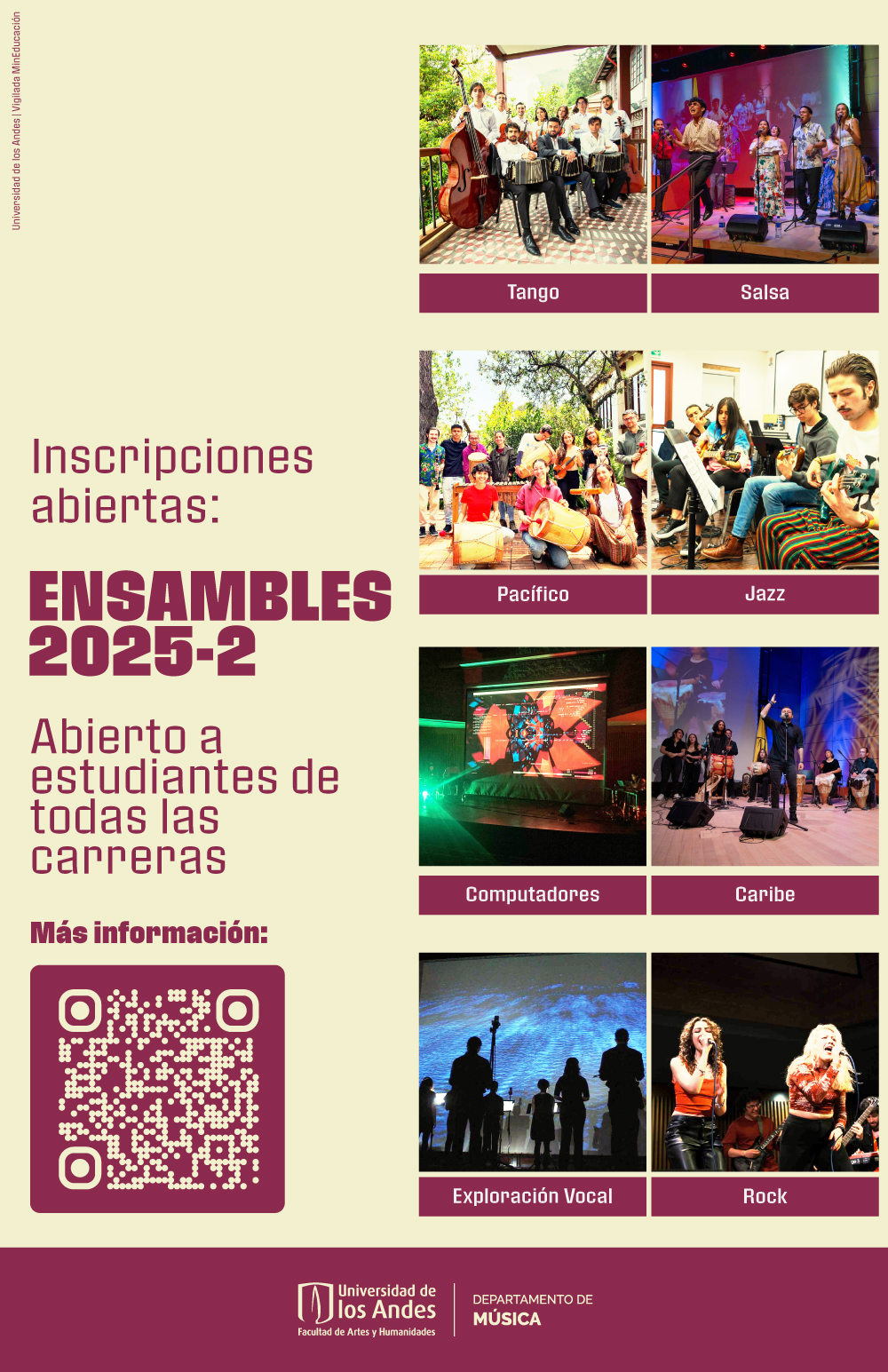 Ofertas de cursos: Ensambles del Departamento de Música en 2025-2