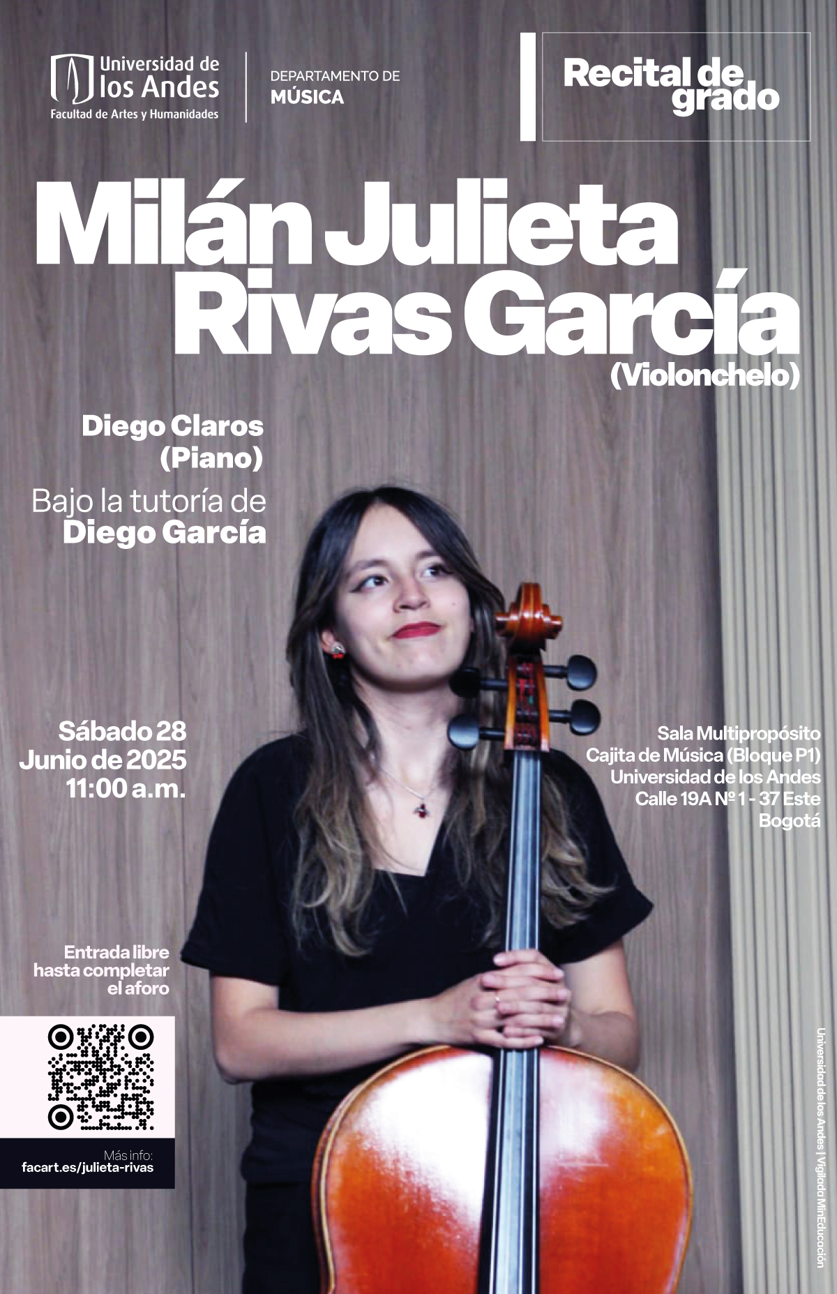 Sábado 28 de junio de 2025 a las 11:00 a.m. en La Cajita de música, Universidad de los Andes