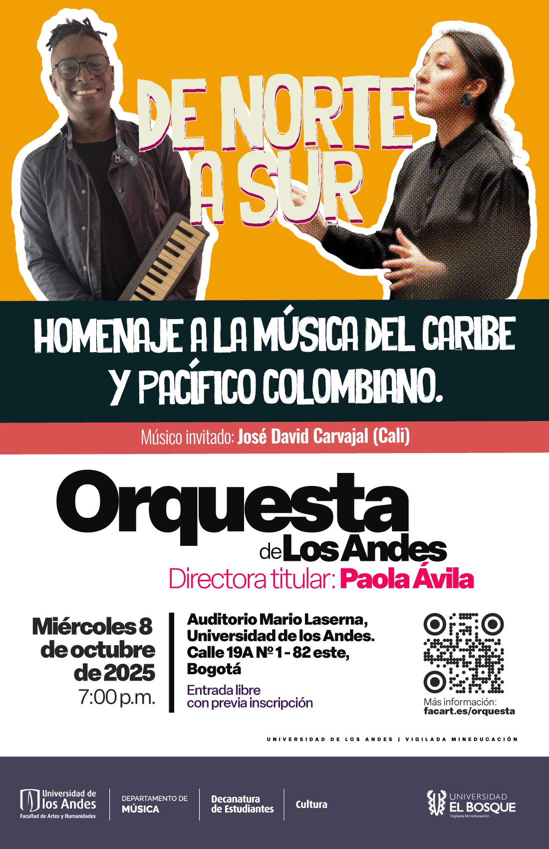 Segundo concierto de la Orquesta de Los Andes en 2025-2, próximo miércoles 8 de octubre de 2025 a las 7:00 p.m. en el Auditorio Mario Laserna