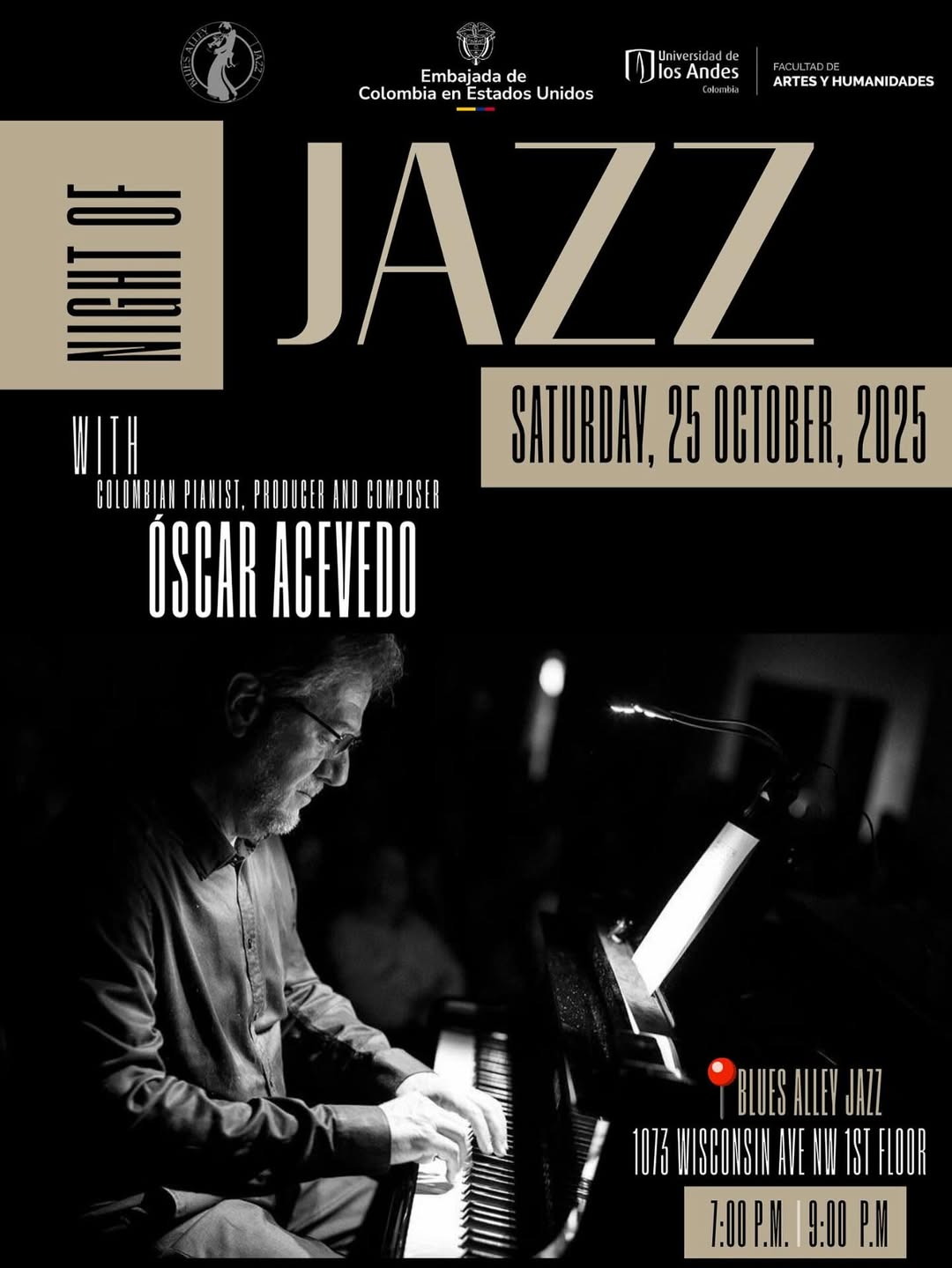 Óscar Acevedo se presenta en el Blues Alley Jazz en Washington D.C, próximo sábado 25 de octubre de 2025 a las 7:00 p.m.