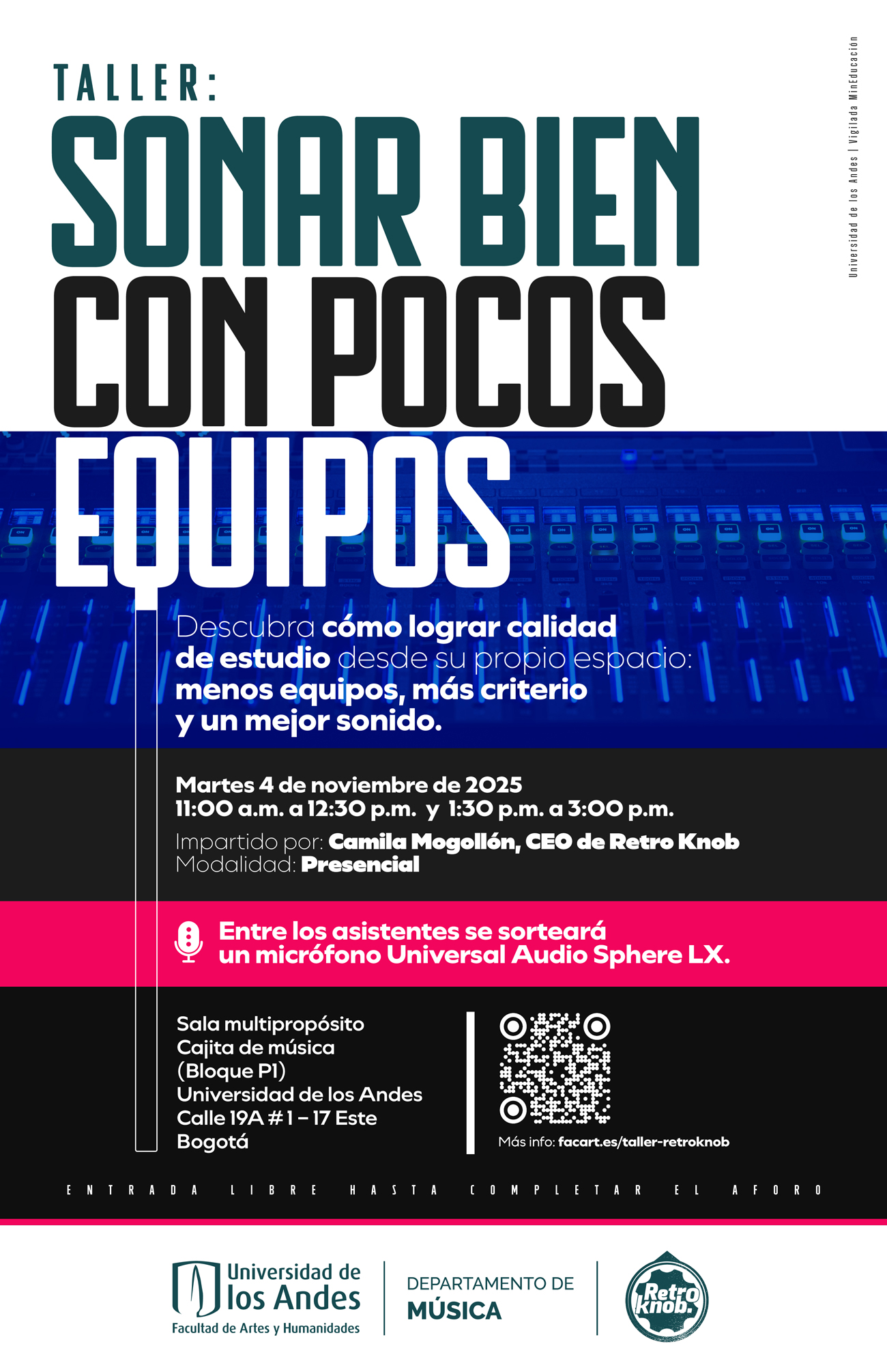Martes 4 de noviembre de 2025 a las 11:30 a.m. y 1:30 p.m. en la Cajita de música, Universidad de los Andes