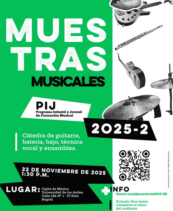 Muestras musicales del Programa Infantil y Juvenil: ensambles, batería, bajo, guitarra y técnica vocal en 2025-2