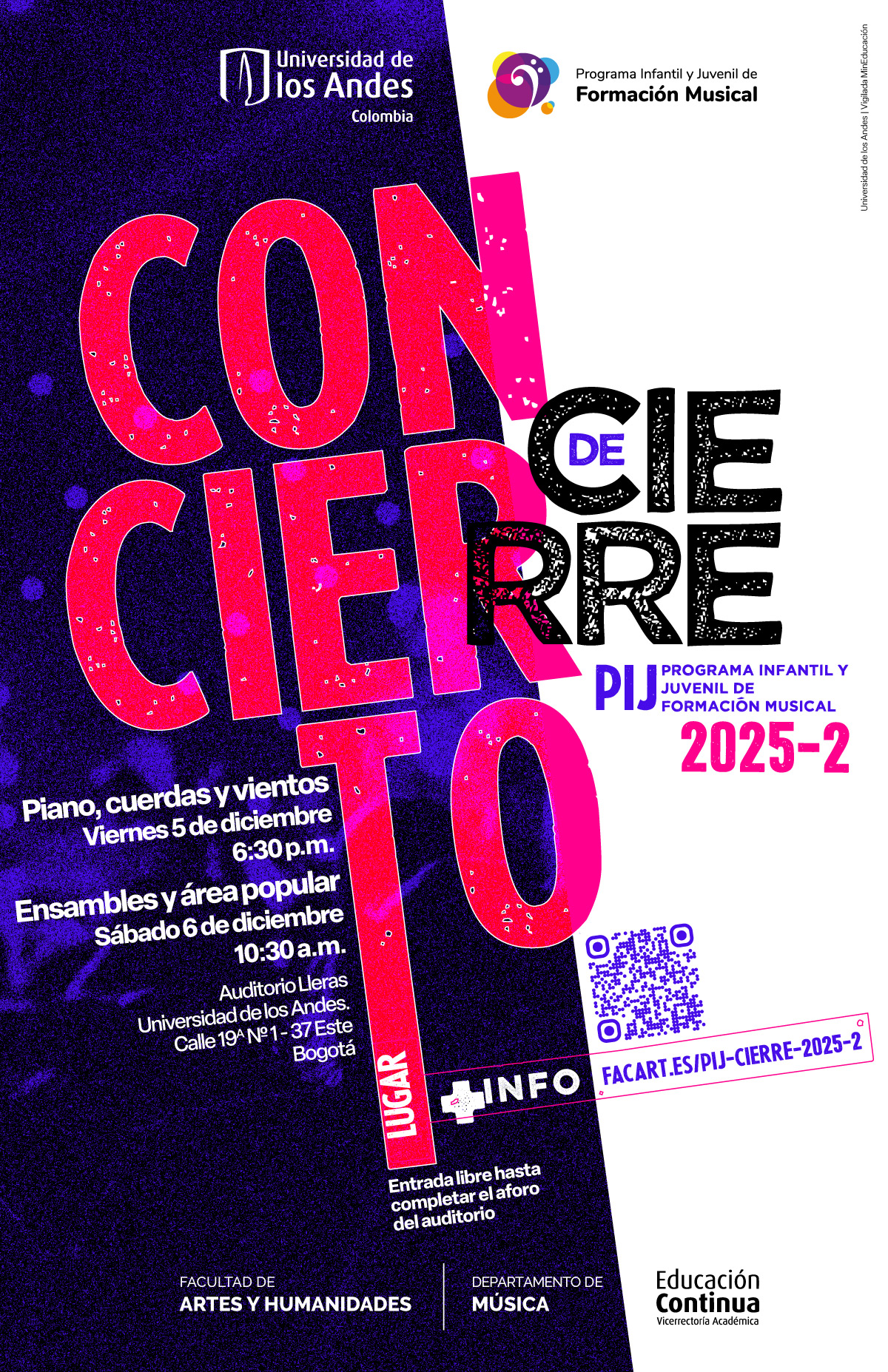 Asista a los conciertos de cierre del PIJ Programa Infantil y Juvenil de formación Musical del segundo semestre de 2025