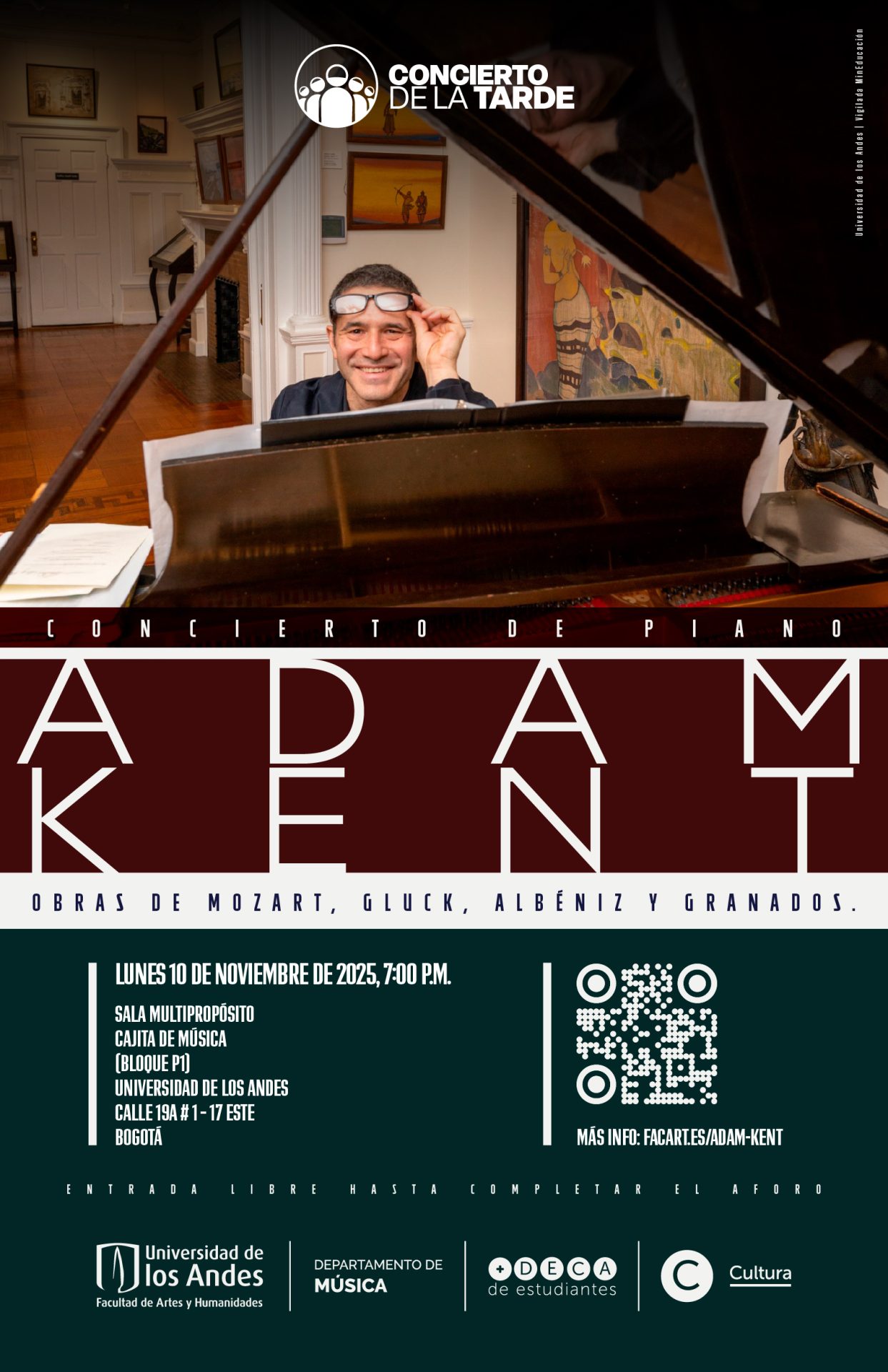 Lunes 10 de noviembre de 2025 a las 7:00 p.m. en la Cajita de música, Universidad de los Andes