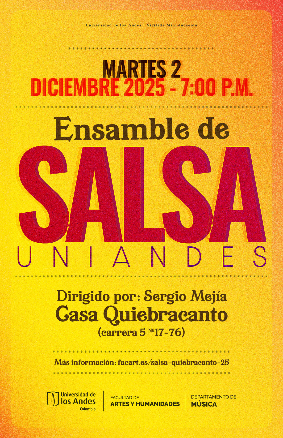 Martes 2 de diciembre de 2025 a las 7:00 p.m. en Casa Quiebracanto