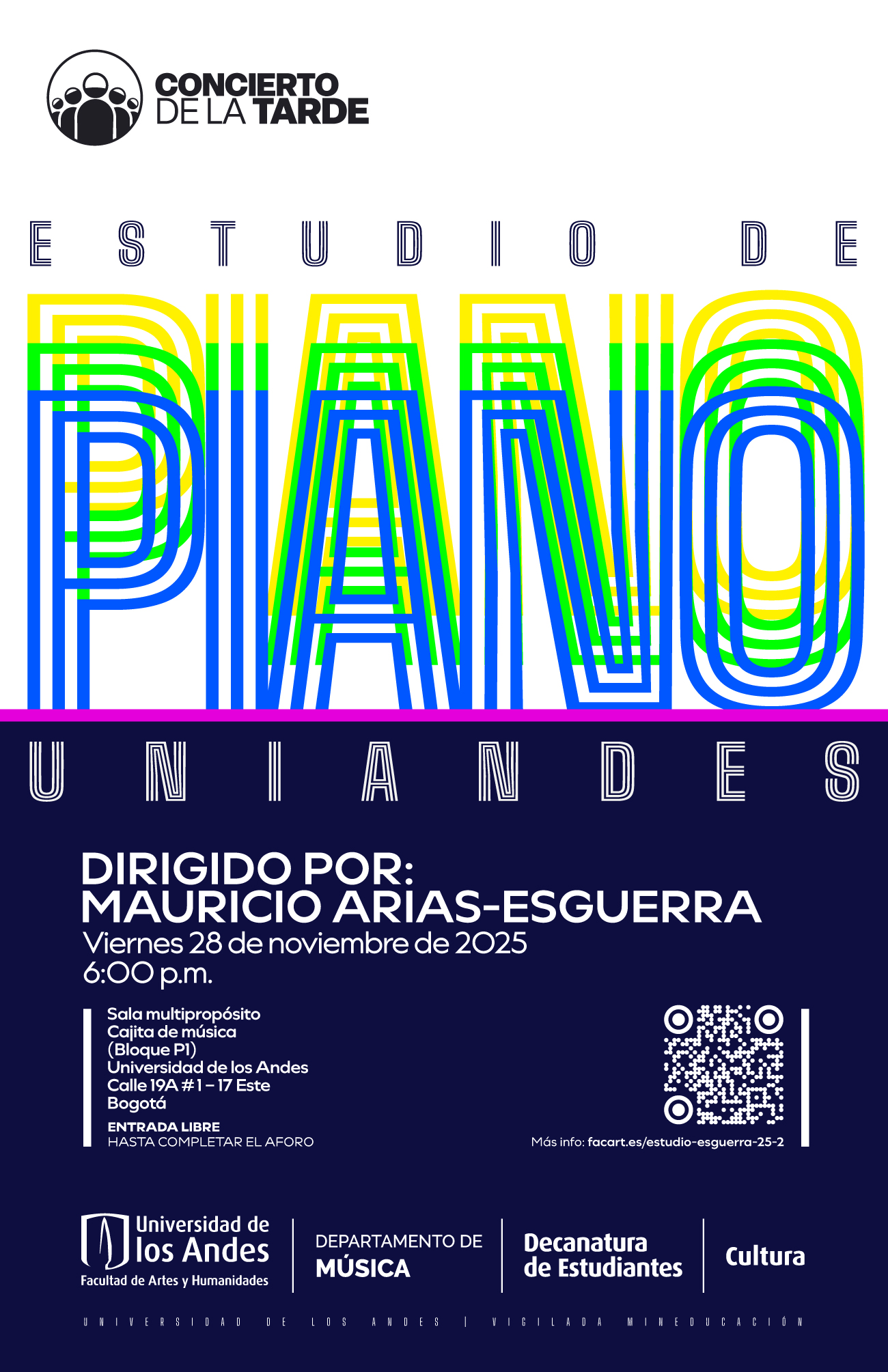 Viernes 19 de septiembre a las 6:00 p.m. en la Cajita de música (Bloque P1), Universidad de los Andes