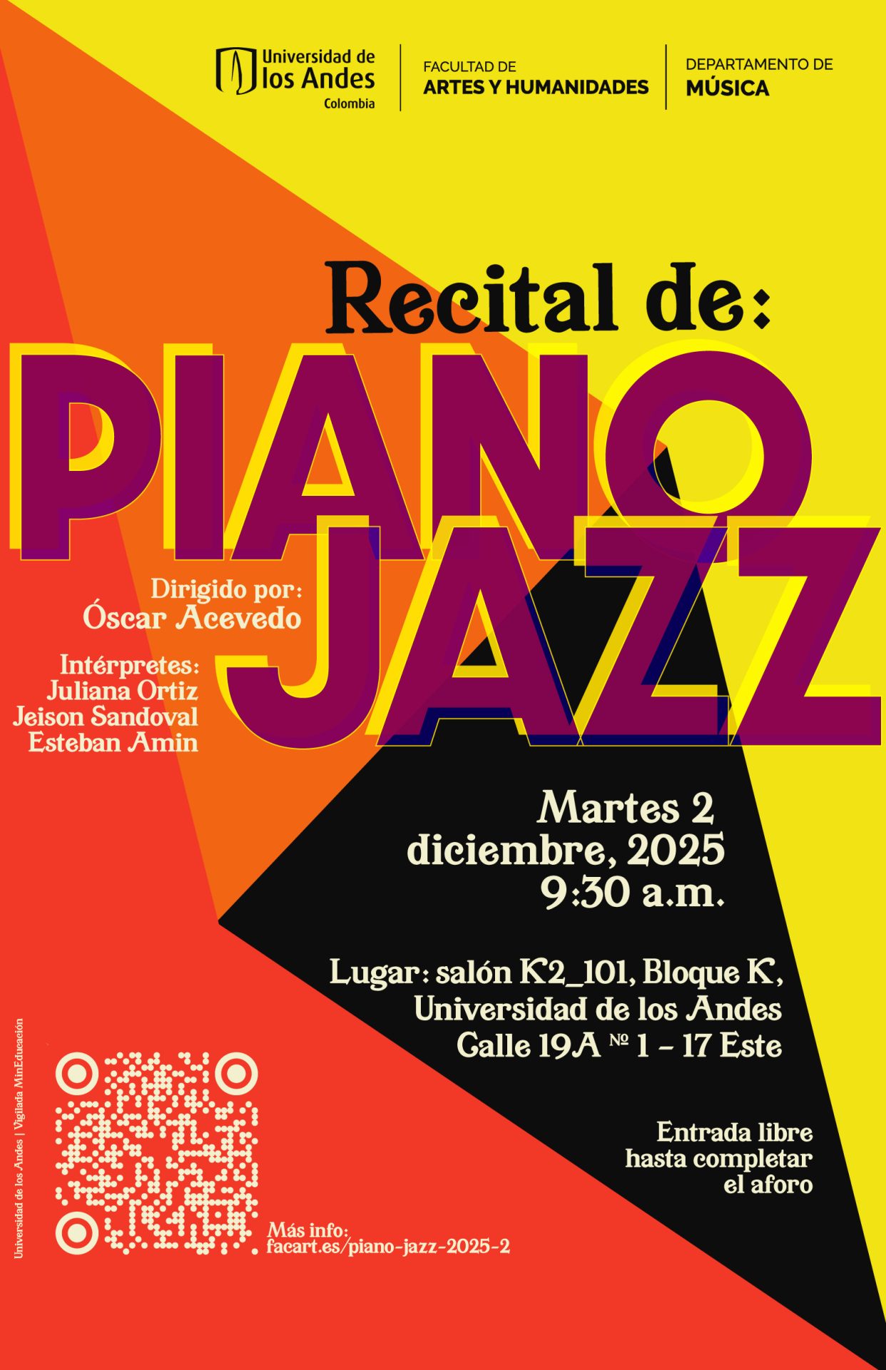 Martes 2 de diciembre de 2025 a las 7:00 p.m. en el salón K2_101, Universidad de los Andes