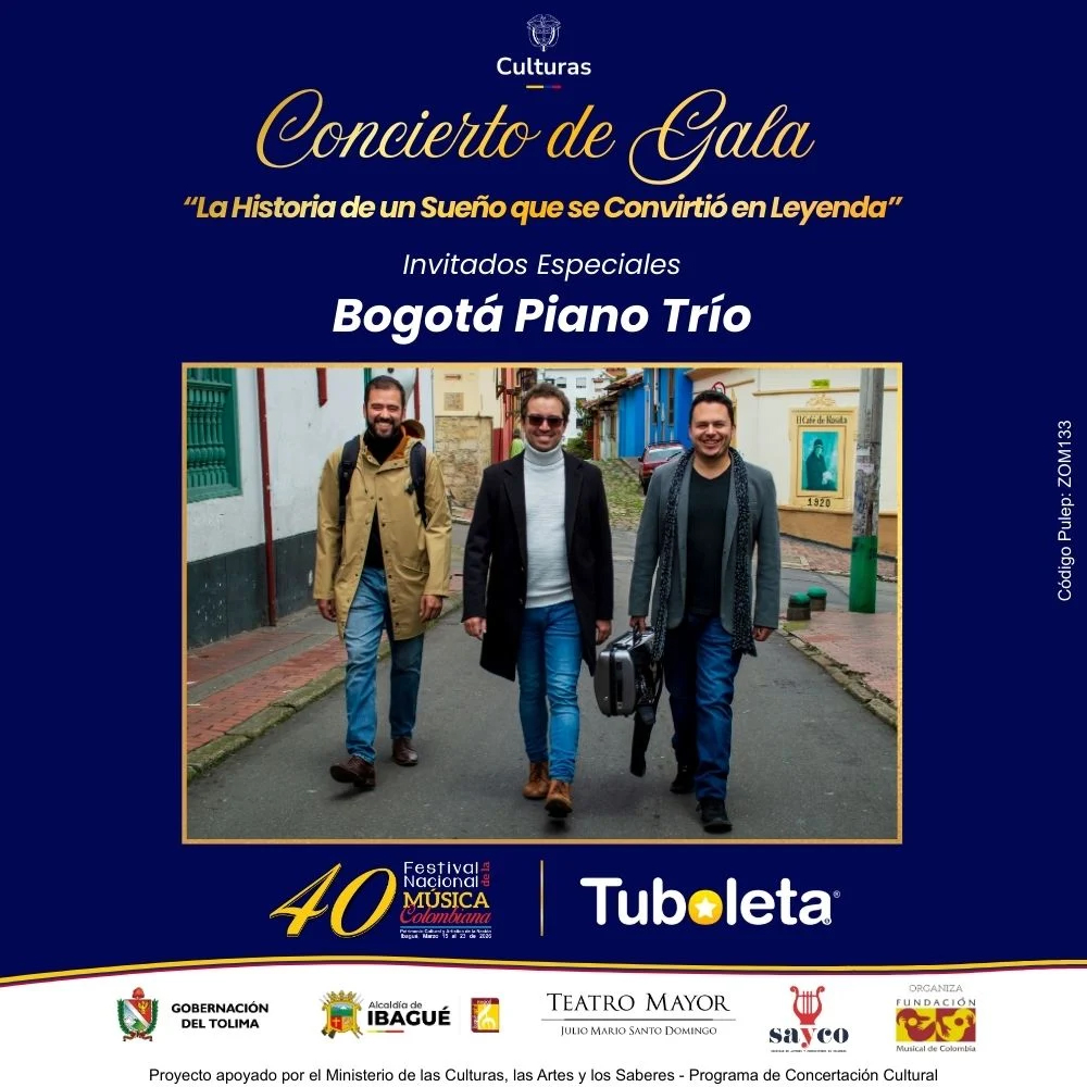 Bogotá Piano Trío participa en el concierto de gala del Festival de Música Colombiana 2026, próximo viernes 6 de marzo de 2026